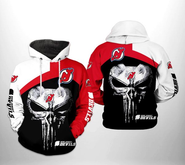 New Jersey Devils NHL Skull Punisher 3D Printed Hoodie/Zipper Hoodie