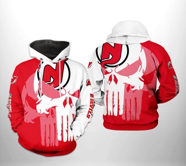 New Jersey Devils NHL Team Skull 3D Printed Hoodie/Zipper Hoodie