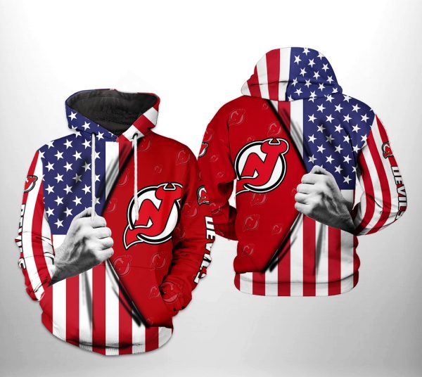New Jersey Devils NHL US FLag 3D Printed Hoodie/Zipper Hoodie
