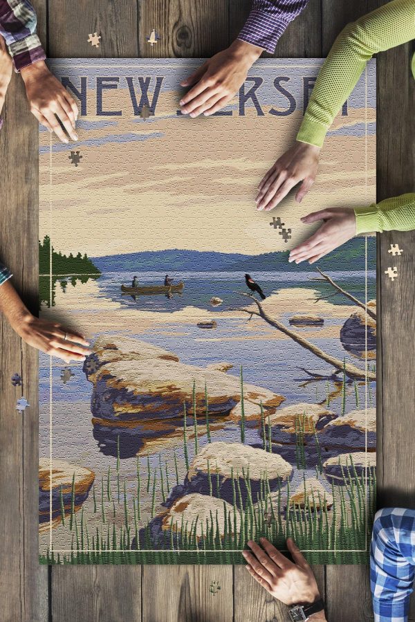 New Jersey Lake Sunrise Scene Jigsaw Puzzle Set