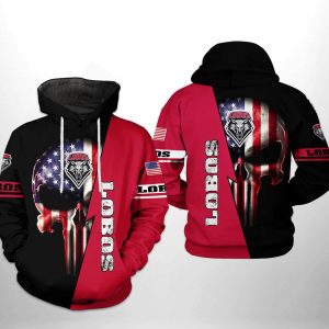New Mexico Lobos NCAA US Flag Skull 3D Printed Hoodie/Zipper Hoodie