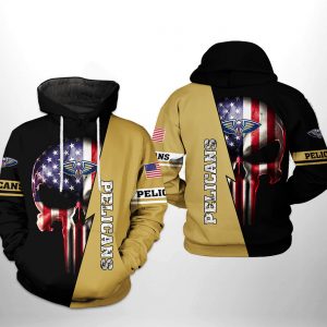 New Orleans Pelicans NBA US Flag Skull Team 3D Printed Hoodie/Zipper Hoodie