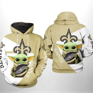 New Orleans Saints NFL Baby Yoda Team 3D Printed Hoodie/Zipper Hoodie
