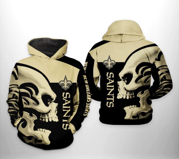 New Orleans Saints NFL Skull 3D Printed Hoodie/Zipper Hoodie