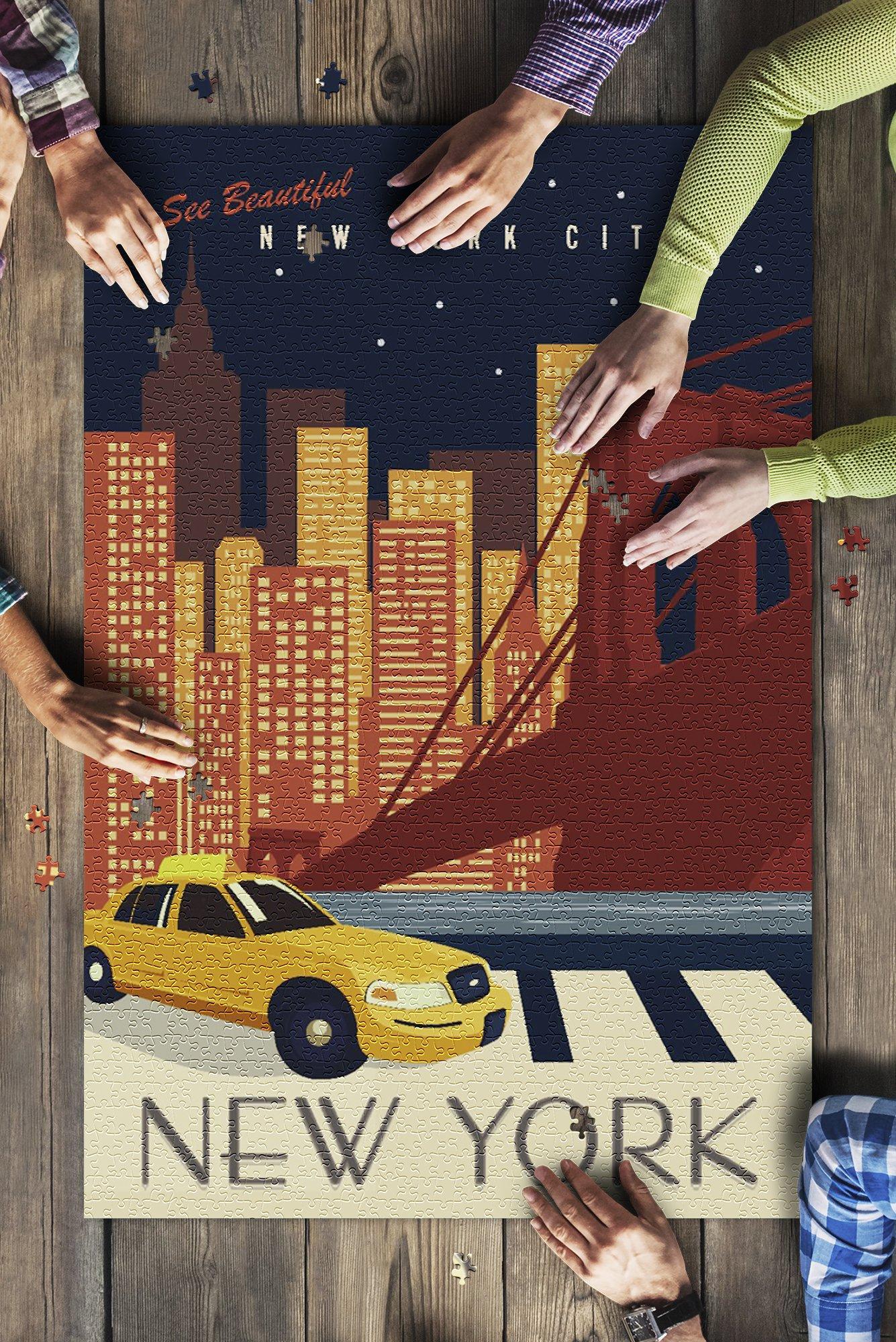 New York City, New York Taxi And Skyline Across Water Jigsaw Puzzle Set New York City, New York Taxi And Skyline Across Water Jigsaw Puzzle Set