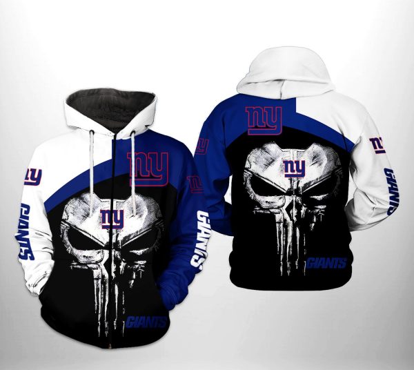 New York Giants NFL Skull Punisher Team 3D Printed Hoodie/Zipper Hoodie