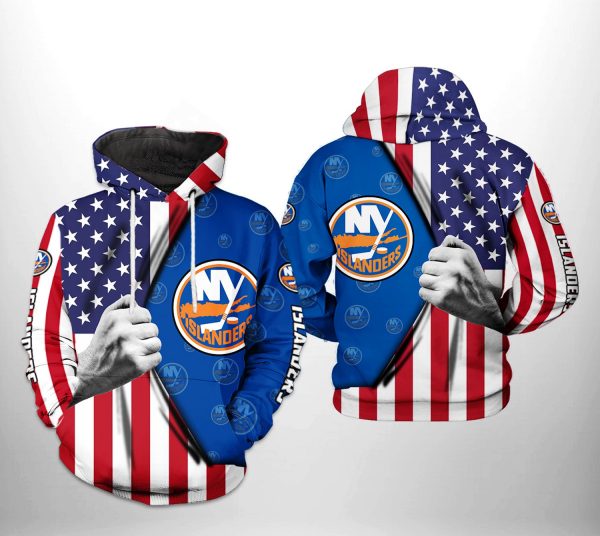 New York Islanders NHL US FLag 3D Printed Hoodie/Zipper Hoodie