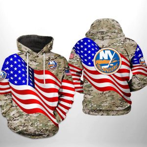 New York Islanders NHL US FLag Camo Veteran 3D Printed Hoodie/Zipper Hoodie