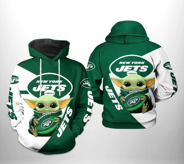 New York Jets NFL Baby Yoda Team 3D Printed Hoodie/Zipper Hoodie
