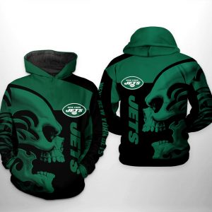 New York Jets NFL Skull 3D Printed Hoodie/Zipper Hoodie