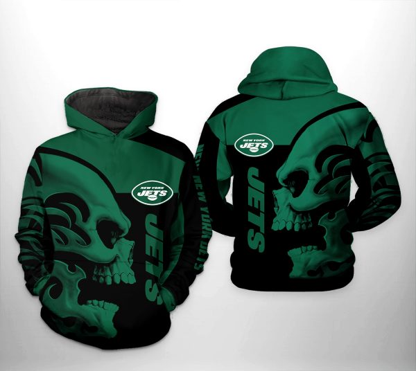 New York Jets NFL Skull 3D Printed Hoodie/Zipper Hoodie