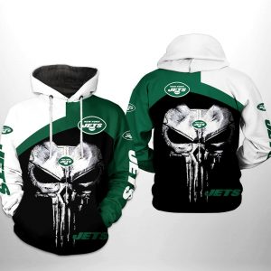New York Jets NFL Skull Punisher Team 3D Printed Hoodie/Zipper Hoodie
