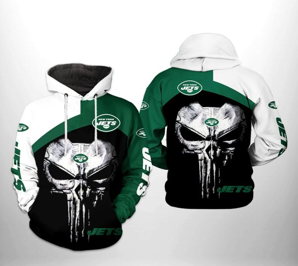 New York Jets NFL Skull Punisher Team 3D Printed Hoodie/Zipper Hoodie