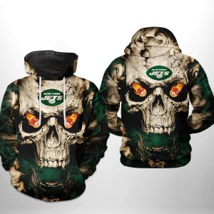 New York Jets NFL Skull Team 3D Printed Hoodie/Zipper Hoodie
