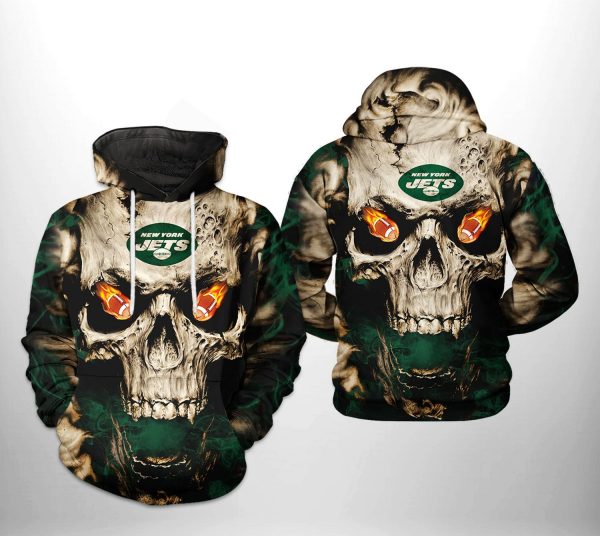 New York Jets NFL Skull Team 3D Printed Hoodie/Zipper Hoodie