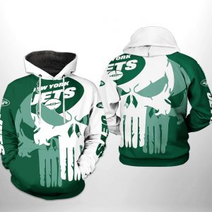New York Jets NFL Team Skull 3D Printed Hoodie/Zipper Hoodie