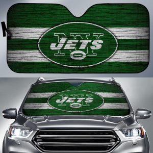 New York Jets Wood Background Car Auto Sun Shade