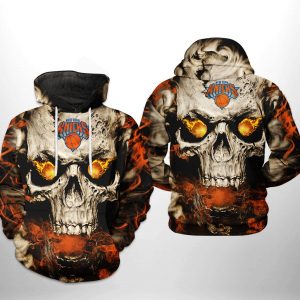New York Knicks NBA Skull 3D Printed Hoodie/Zipper Hoodie