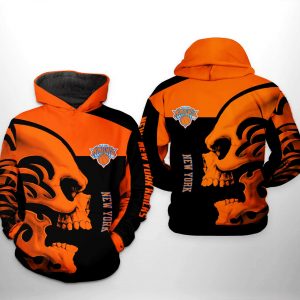 New York Knicks NBA Skull Team 3D Printed Hoodie/Zipper Hoodie