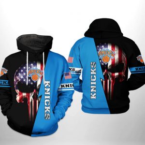 New York Knicks NBA US Flag Skull Team 3D Printed Hoodie/Zipper Hoodie