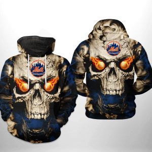 New York Mets MLB Skull 3D Printed Hoodie/Zipper Hoodie