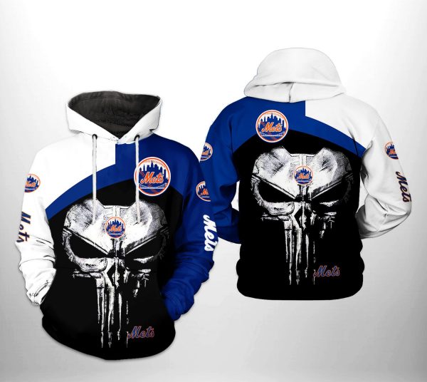 New York Mets MLB Skull Punisher 3D Printed Hoodie/Zipper Hoodie