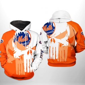New York Mets MLB Team Skull 3D Printed Hoodie/Zipper Hoodie