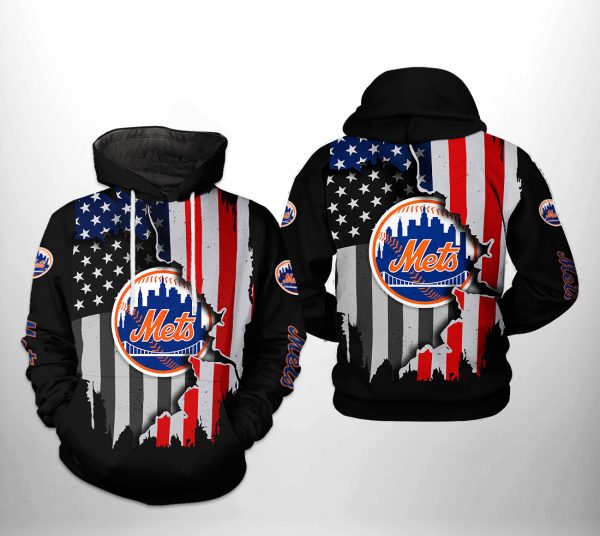 New York Mets MLB US Flag 3D Printed Hoodie/Zipper Hoodie