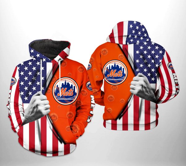 New York Mets MLB US Flag 3D Printed Hoodie/Zipper Hoodie