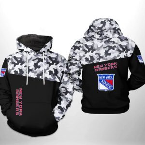 New York Rangers NHL Camo Veteran 3D Printed Hoodie/Zipper Hoodie