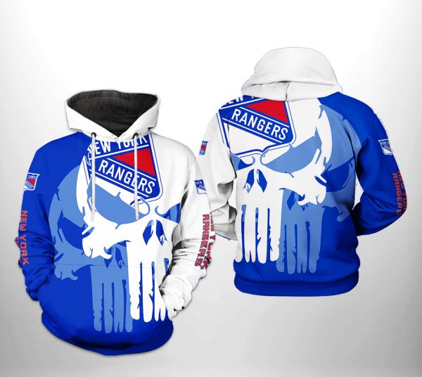 New York Rangers NHL Team Skull 3D Printed Hoodie/Zipper Hoodie