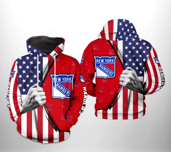 New York Rangers NHL US FLag 3D Printed Hoodie/Zipper Hoodie