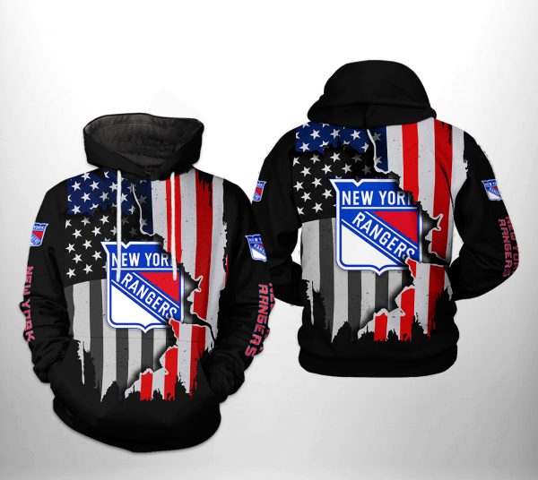 New York Rangers NHL US FLag Team 3D Printed Hoodie/Zipper Hoodie