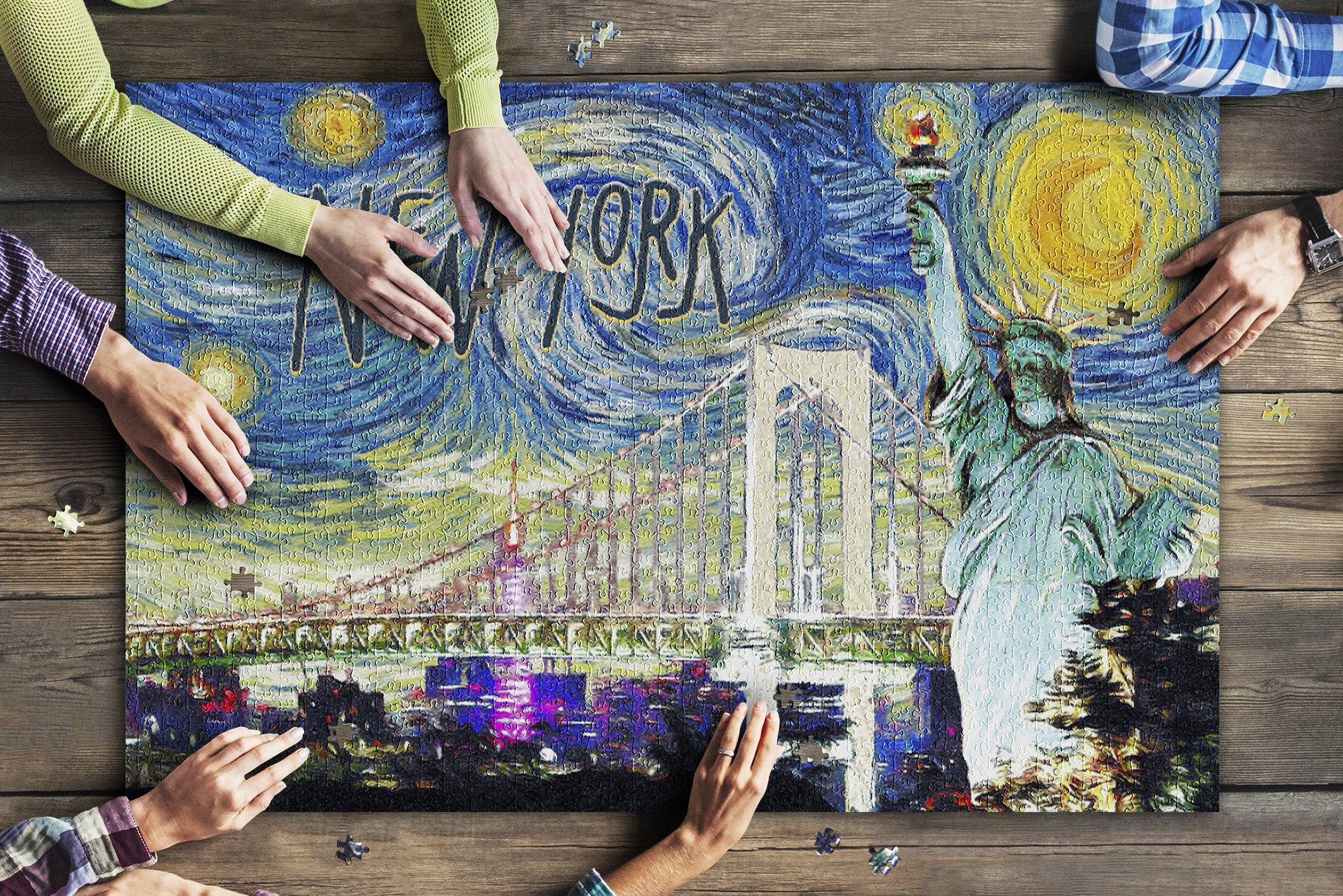New York Statue Of Liberty Van Gogh Starry Night Jigsaw Puzzle Set New York Statue Of Liberty Van Gogh Starry Night Jigsaw Puzzle Set