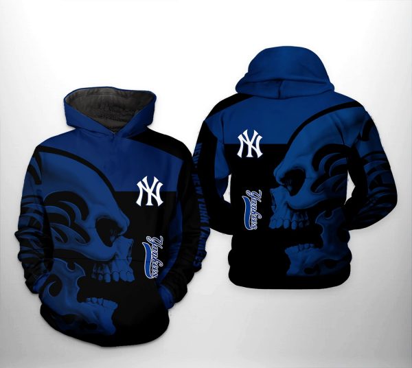 New York Yankees MLB Skull 3D Printed Hoodie/Zipper Hoodie