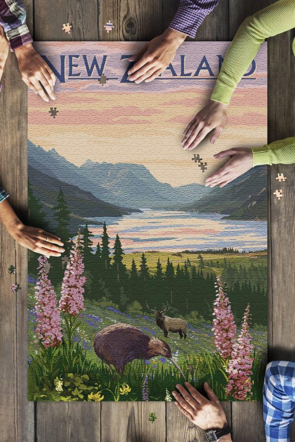 New Zealand Kiwi And Spring Flowers Jigsaw Puzzle Set