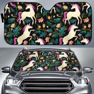 Night Floral Unicorn Car Auto Sun Shade
