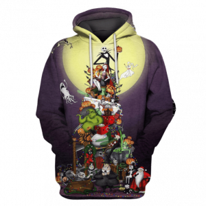 Nightmare Before Christmas Tree Jack And Sally 3D Printed Hoodie/Zipper Hoodie