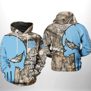 North Carolina Tar Heels NCAA Camo Veteran Hunting 3D Printed Hoodie/Zipper Hoodie