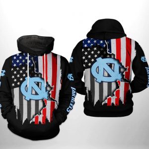 North Carolina Tar Heels NCAA US Flag 3D Printed Hoodie/Zipper Hoodie