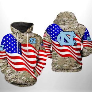 North Carolina Tar Heels NCAA US Flag Camo Veteran 3D Printed Hoodie/Zipper Hoodie