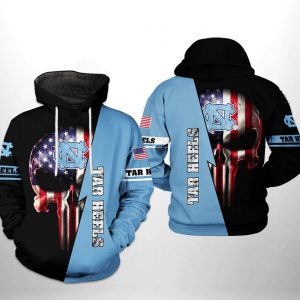 North Carolina Tar Heels NCAA US Flag Skull 3D Printed Hoodie/Zipper Hoodie