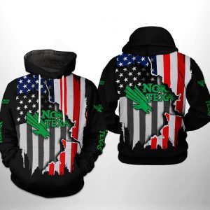 North Texas Mean Green NCAA US Flag 3D Printed Hoodie/Zipper Hoodie