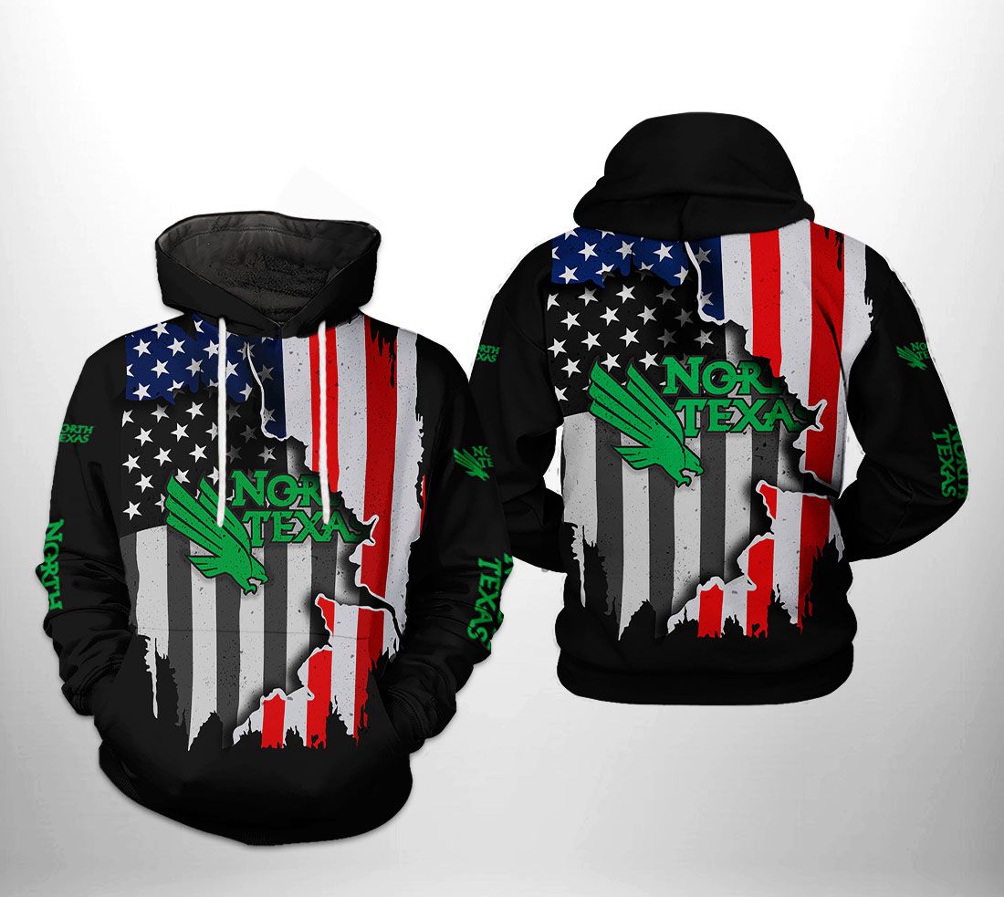North Texas Mean Green NCAA US Flag 3D Printed Hoodie/Zipper Hoodie North Texas Mean Green NCAA US Flag 3D Printed Hoodie/Zipper Hoodie