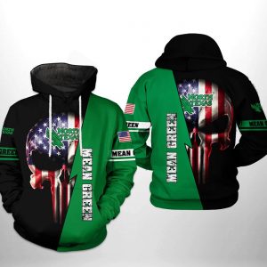 North Texas Mean Green NCAA US Flag Skull 3D Printed Hoodie/Zipper Hoodie