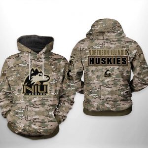 Northern Illinois Huskies NCAA Camo Veteran 3D Printed Hoodie/Zipper Hoodie