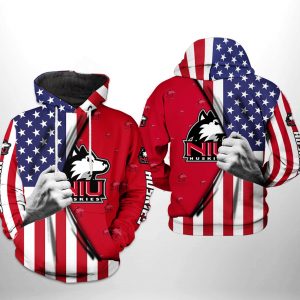 Northern Illinois Huskies NCAA US Flag 3D Printed Hoodie/Zipper Hoodie