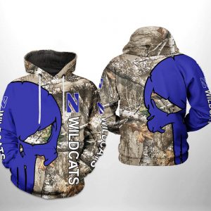 Northwestern Wildcats NCAA Camo Veteran Hunting 3D Printed Hoodie/Zipper Hoodie