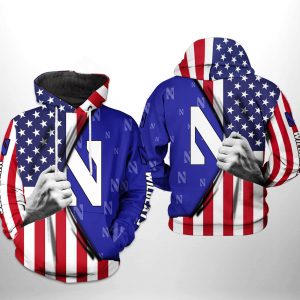 Northwestern Wildcats NCAA US Flag 3D Printed Hoodie/Zipper Hoodie
