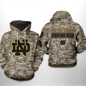 Notre Dame Fighting Irish NCAA Camo Veteran 3D Printed Hoodie/Zipper Hoodie